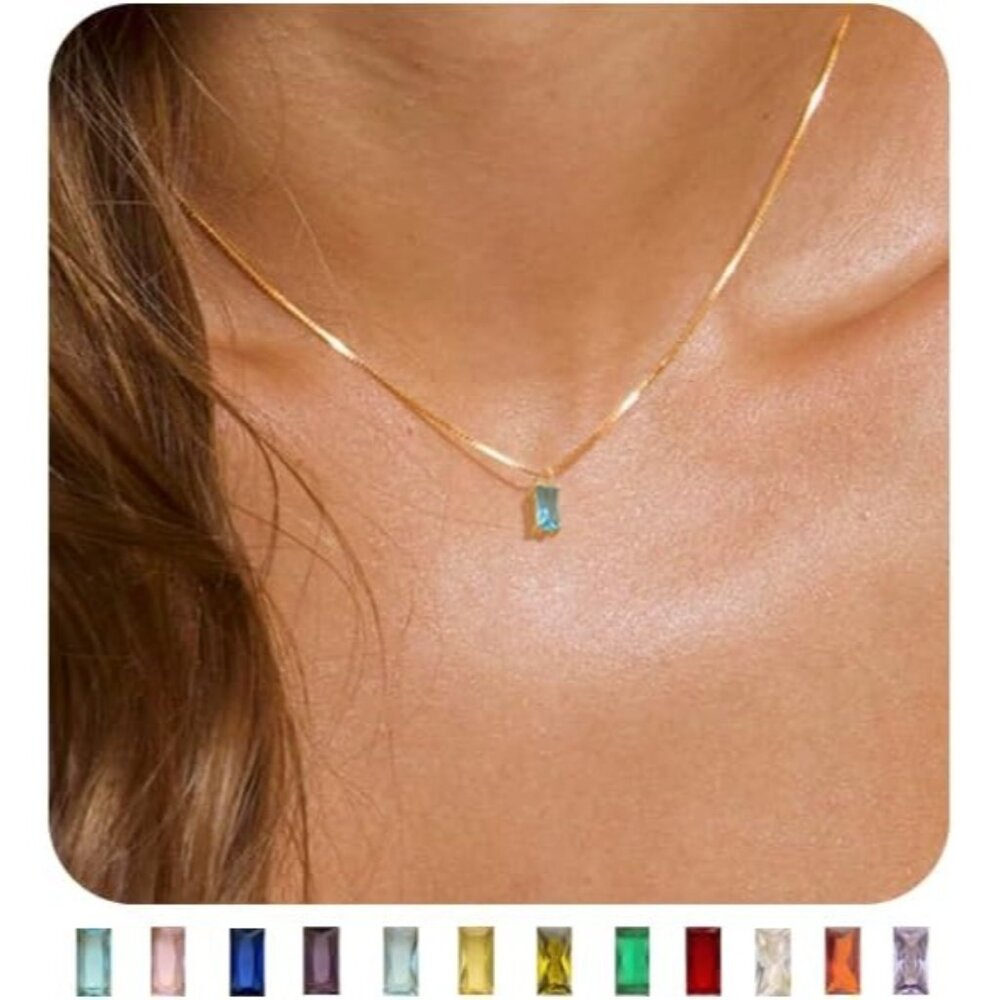Women Tanzanite Birthstone Gold Blue Green Cubic Zirconia Pendant Gift Jewelry